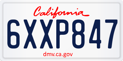 CA license plate 6XXP847