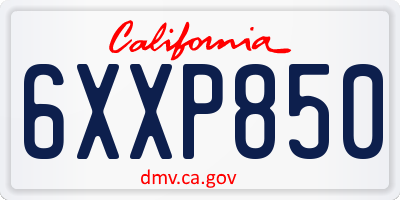 CA license plate 6XXP850