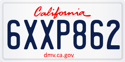 CA license plate 6XXP862
