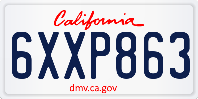 CA license plate 6XXP863