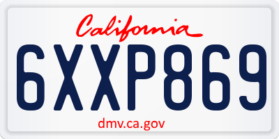 CA license plate 6XXP869