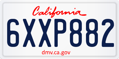 CA license plate 6XXP882