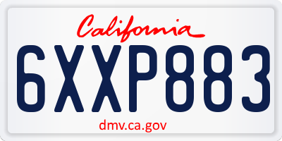 CA license plate 6XXP883