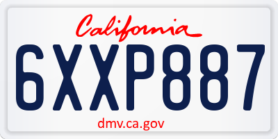 CA license plate 6XXP887