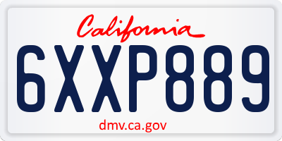 CA license plate 6XXP889