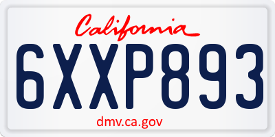 CA license plate 6XXP893