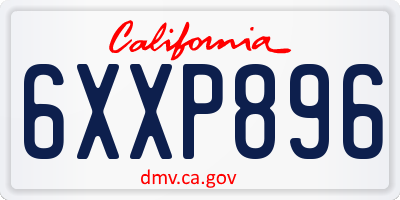 CA license plate 6XXP896