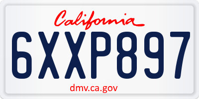 CA license plate 6XXP897