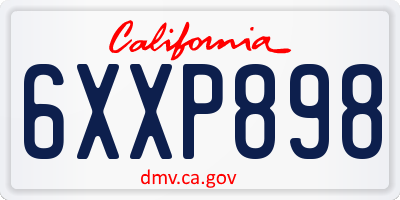 CA license plate 6XXP898