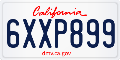 CA license plate 6XXP899