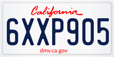 CA license plate 6XXP905