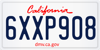 CA license plate 6XXP908
