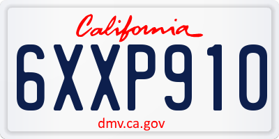 CA license plate 6XXP910