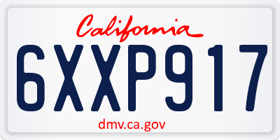 CA license plate 6XXP917