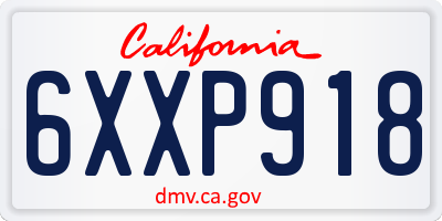 CA license plate 6XXP918