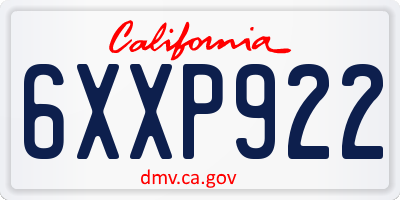 CA license plate 6XXP922