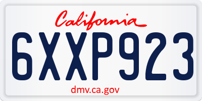 CA license plate 6XXP923
