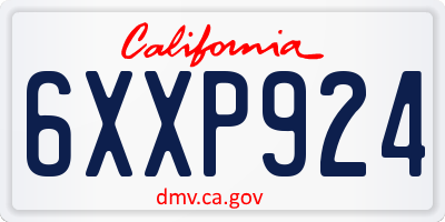 CA license plate 6XXP924