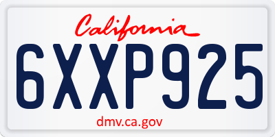 CA license plate 6XXP925