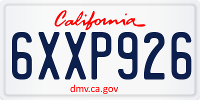CA license plate 6XXP926