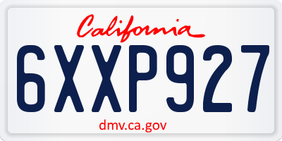 CA license plate 6XXP927