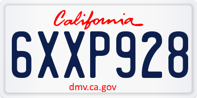CA license plate 6XXP928