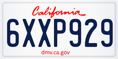 CA license plate 6XXP929