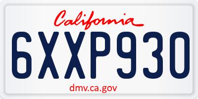 CA license plate 6XXP930