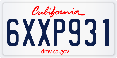 CA license plate 6XXP931