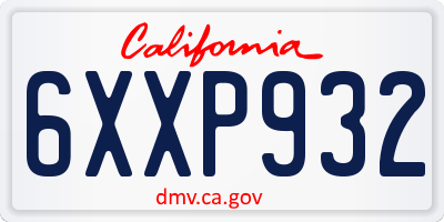 CA license plate 6XXP932