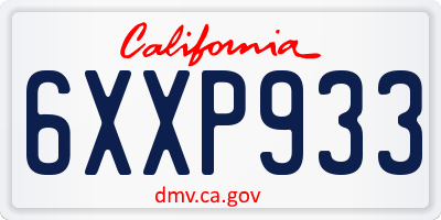 CA license plate 6XXP933