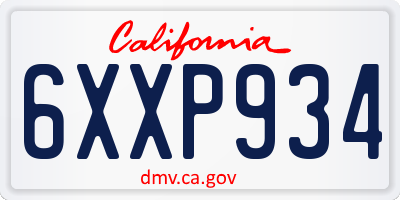 CA license plate 6XXP934