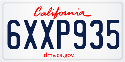 CA license plate 6XXP935