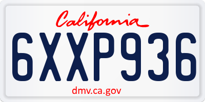 CA license plate 6XXP936