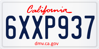 CA license plate 6XXP937