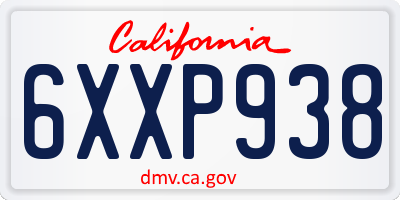 CA license plate 6XXP938