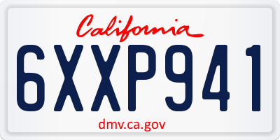 CA license plate 6XXP941