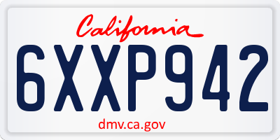 CA license plate 6XXP942