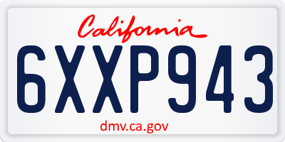 CA license plate 6XXP943