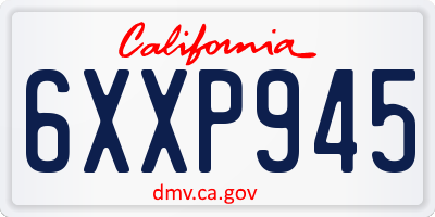 CA license plate 6XXP945