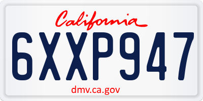 CA license plate 6XXP947