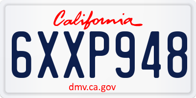 CA license plate 6XXP948