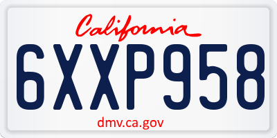 CA license plate 6XXP958