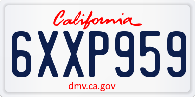 CA license plate 6XXP959