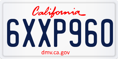 CA license plate 6XXP960