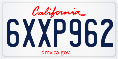 CA license plate 6XXP962