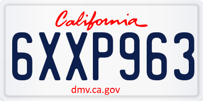 CA license plate 6XXP963