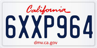 CA license plate 6XXP964