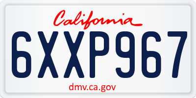 CA license plate 6XXP967