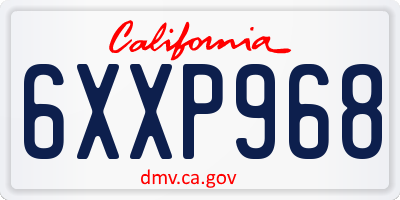 CA license plate 6XXP968